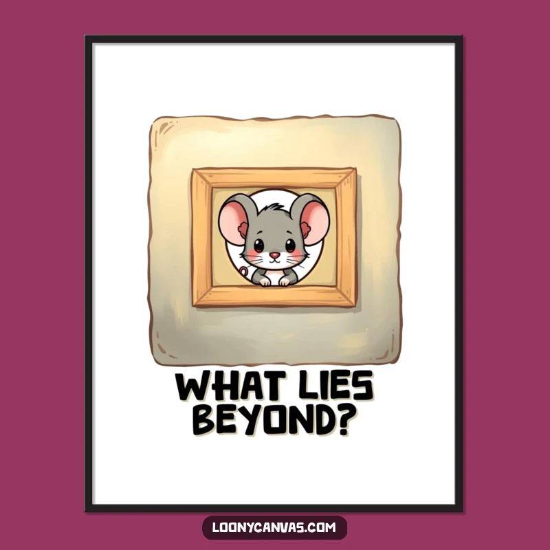 Funny Mouse Peeking Art Poster - Captivating & Mysterious Funny Wall Decor Gift