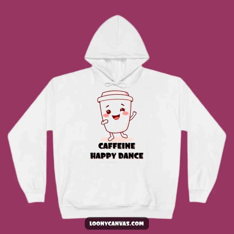 Cozy Funny Kawaii Coffee Cup Hoodie, Dancing Jig Warmth Gift