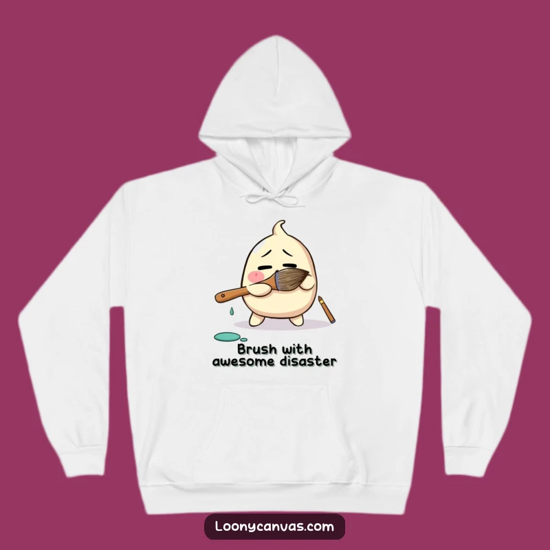 Funny Blob Paintbrush Wrestle Hoodie - Cozy Artist's Chaos Wear