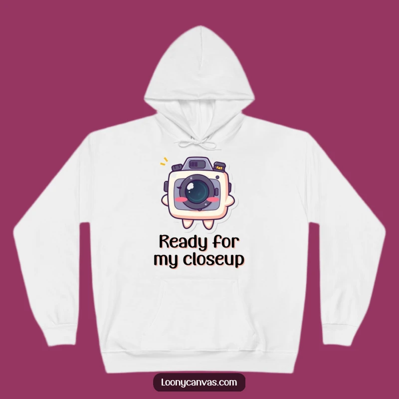 Funny Kawaii Camera Grin Hoodie: Cozy Photo Humor Sweatshirt for Creators