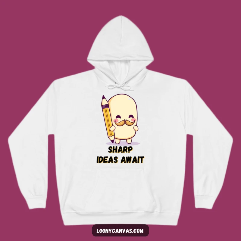 Funny Kawaii Pencil Mustache Hoodie: Cozy Doodle Art Sweatshirt for Creative Minds