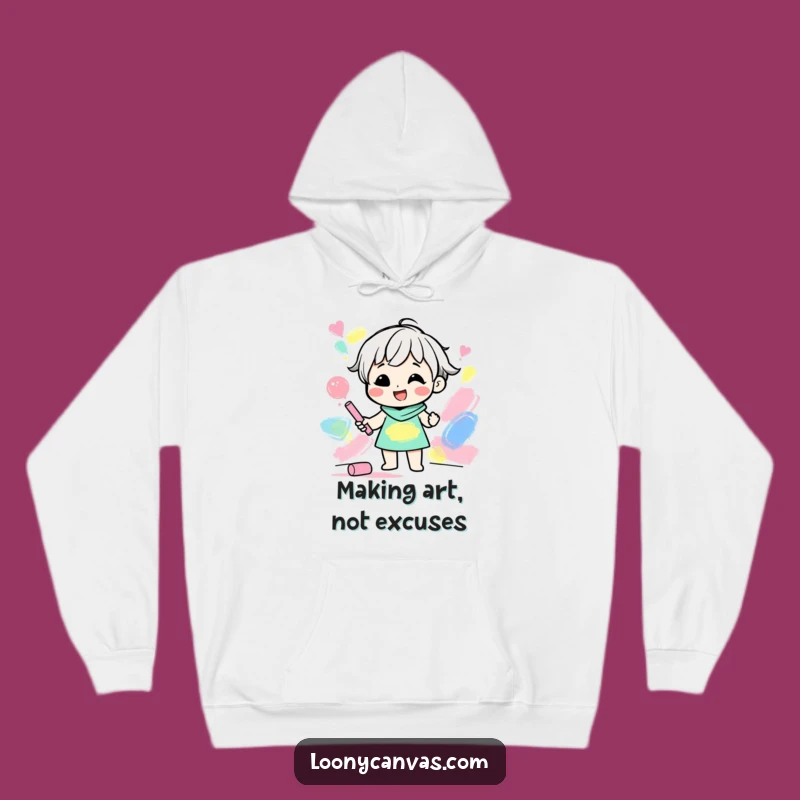 Funny Creative Hoodie: Gleeful Chalk Artist Character Abstract Comfort Gift