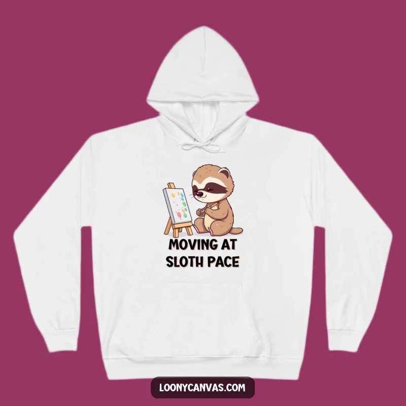 Funny Playful Sloth Painting Hoodie: Cozy Comfort for Slow Creations