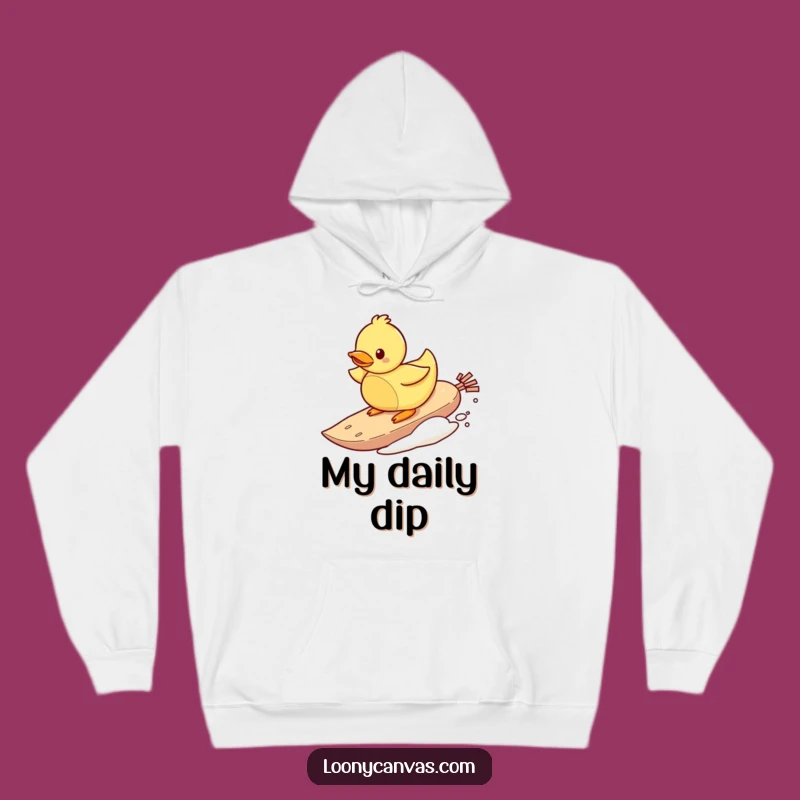 Funny Surfing Duck Teabag Hoodie - Cozy Waves of Fun.