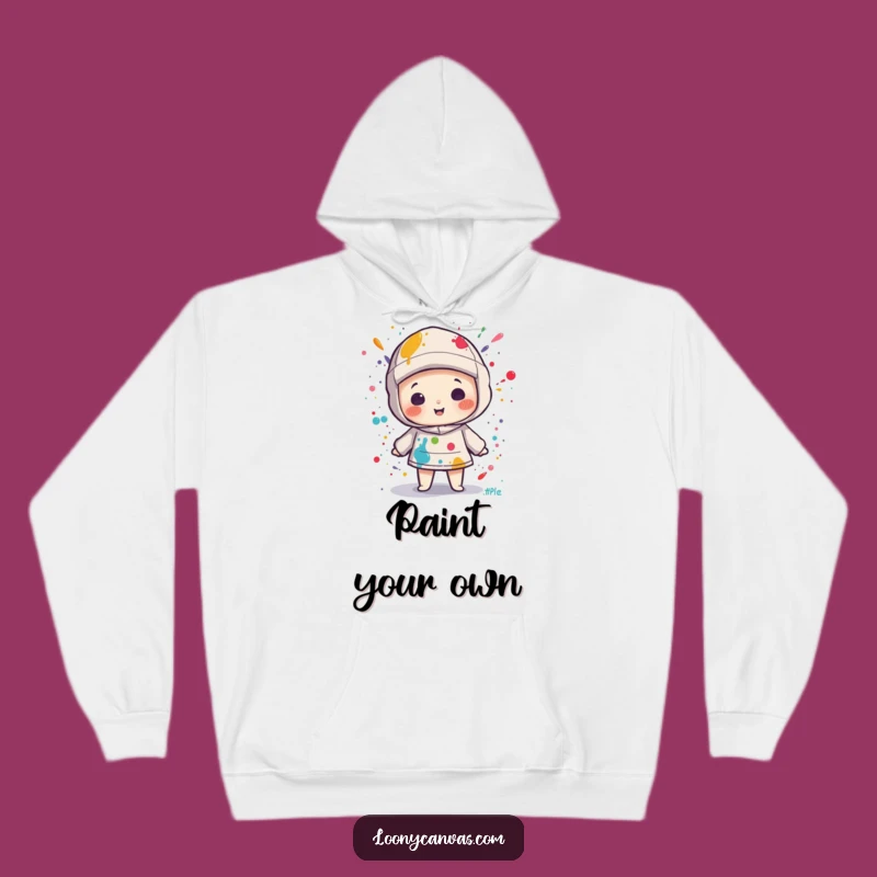 Funny Kawaii Canvas Paint Splatter Hoodie: Cozy Art Messy Sweatshirt