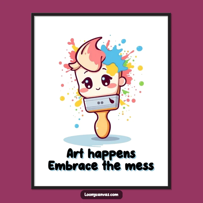 Free Printable Shy Paintbrush Wall Art - Funny Downloadable Art for Creative Spaces!