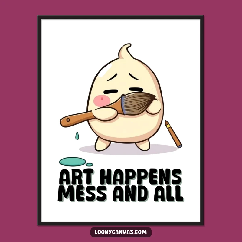 Funny Free Printable Wall Art: Blob Paintbrush Downloadable Decor