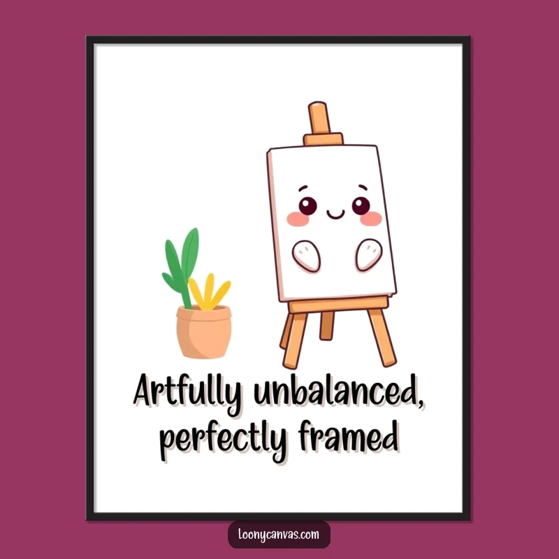 Free Printable Wall Art: Kawaii Easel's Smile, Adorable Downloadable Decor for Art Lovers