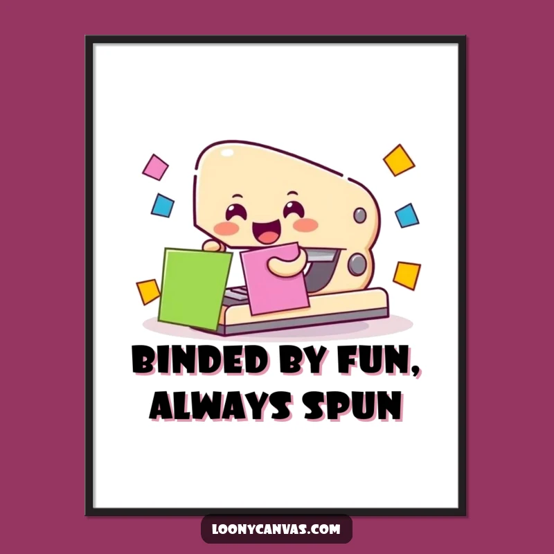 Funny Free Printable Stapler Art: Cheerful Paper Sticking Character Downloadable Wall Decor