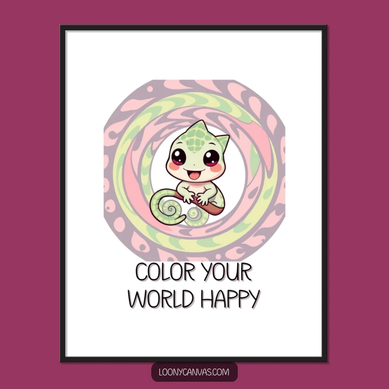 Funny Free Printable Wall Art: Chameleon's Swirling Pattern Blend