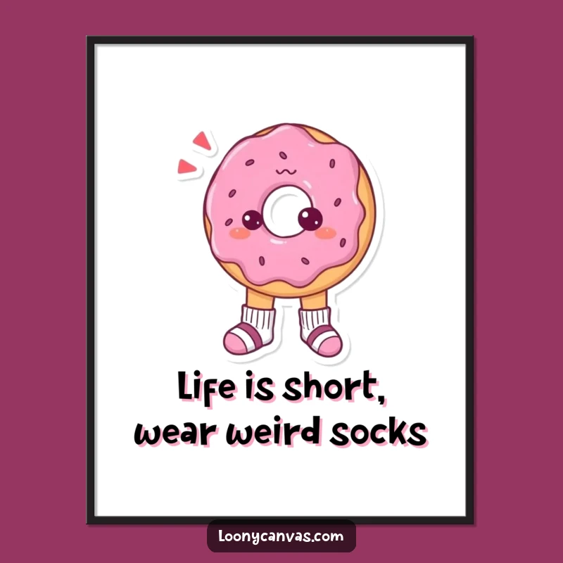 Free Printable Donut Wall Art: Confused Mismatched Socks Humorous Downloadable Decor
