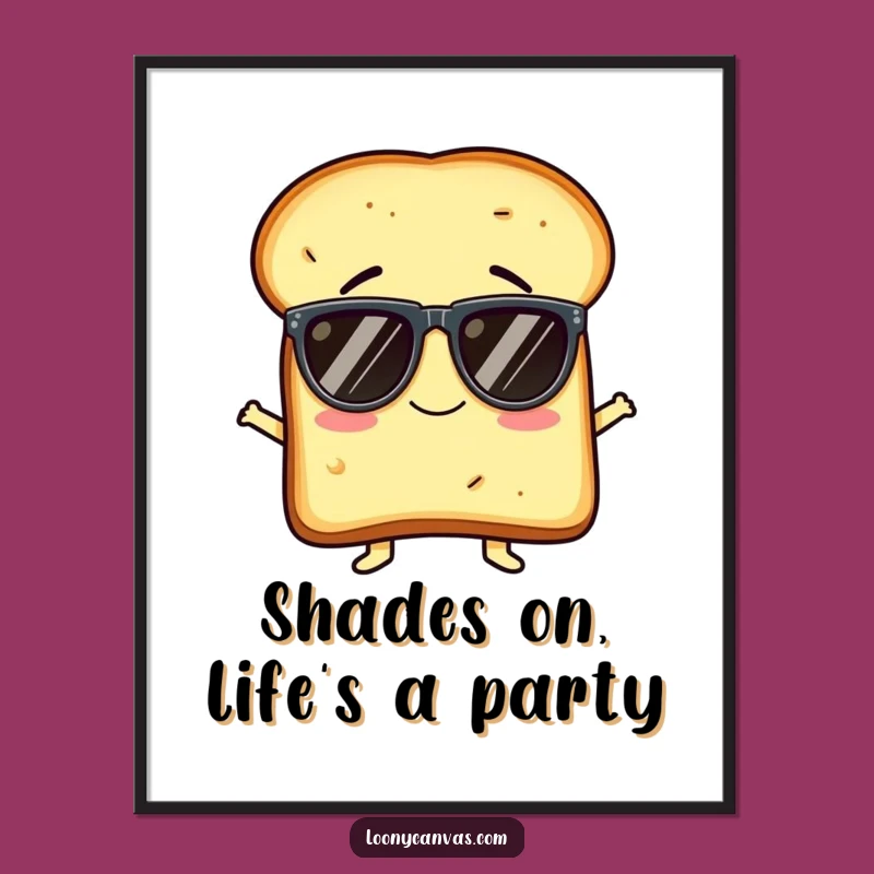 Free Printable Toast Wall Art: Giggling Character Sunglasses Humorous Downloadable Decor