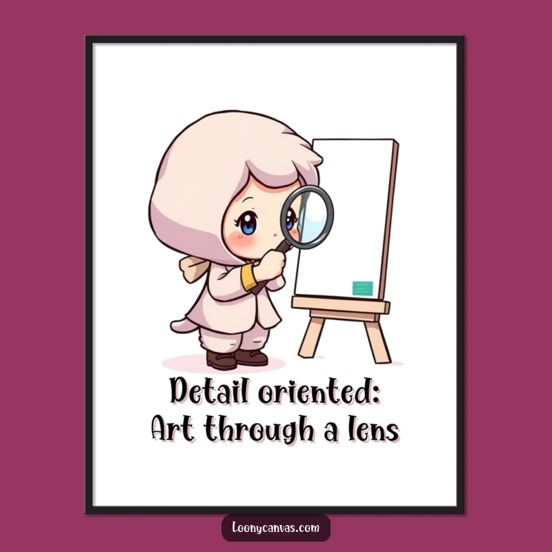 Free Printable Wall Art: Curious Artist Magnifying Glass Funny Downloadable Decor