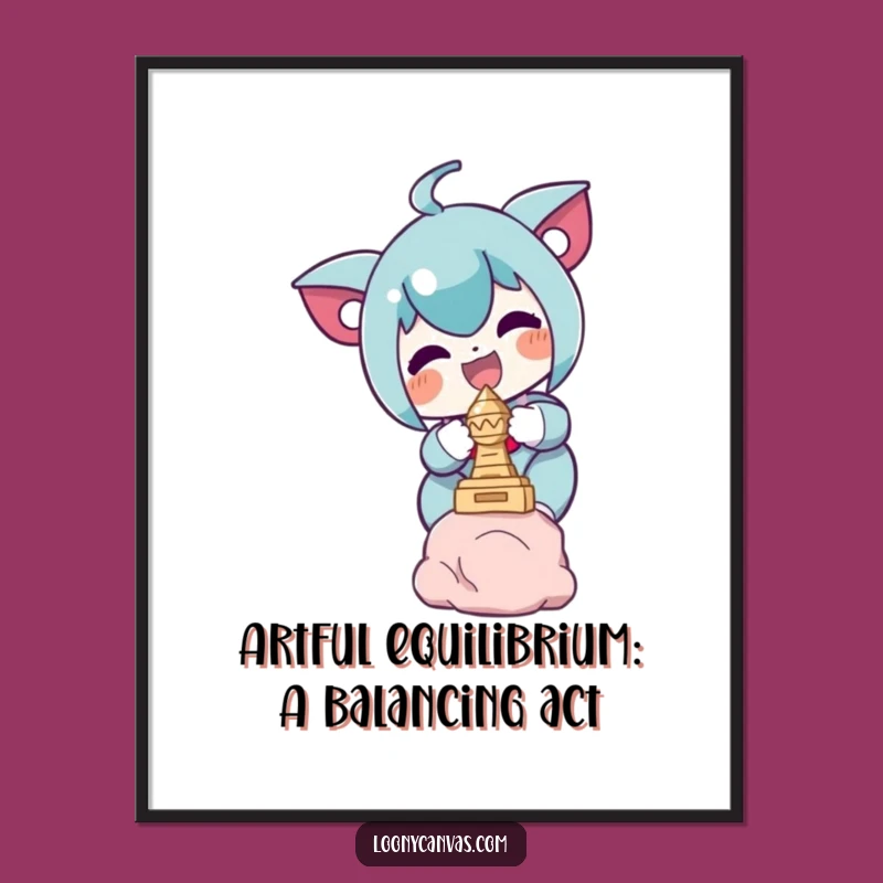 Free Printable Wall Art: Delighted Artist Balancing Sculpture Funny Downloadable Decor