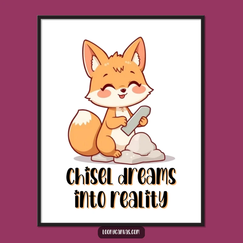 Free Printable Wall Art: Funny Fox Sculpting a Cloud, Whimsical Downloadable Art Poster