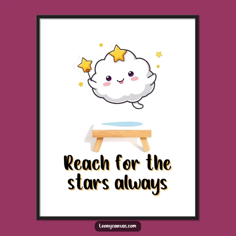 Free Printable Wall Art: Funny Kawaii Star Cloud Art Hop, Quirky DIY Decor