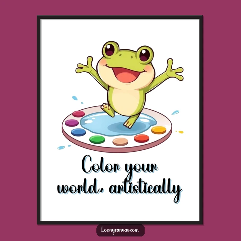 Free Printable Wall Art: Joyful Frog Artist Splash - Funny Downloadable Decor Gift