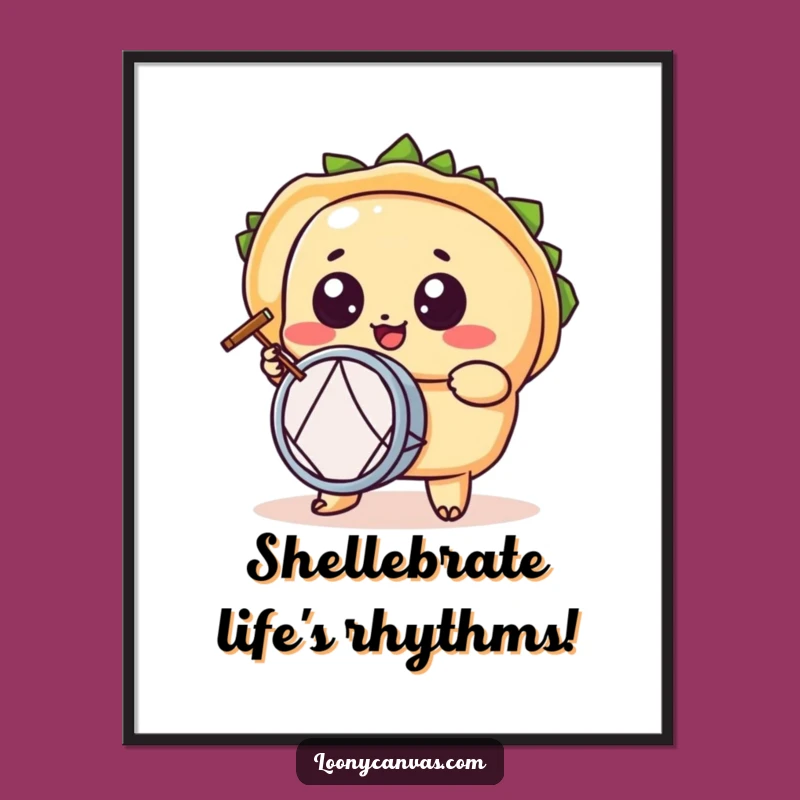 Free Printable Wall Art: Kawaii Taco Drummer Funny Downloadable Art Print