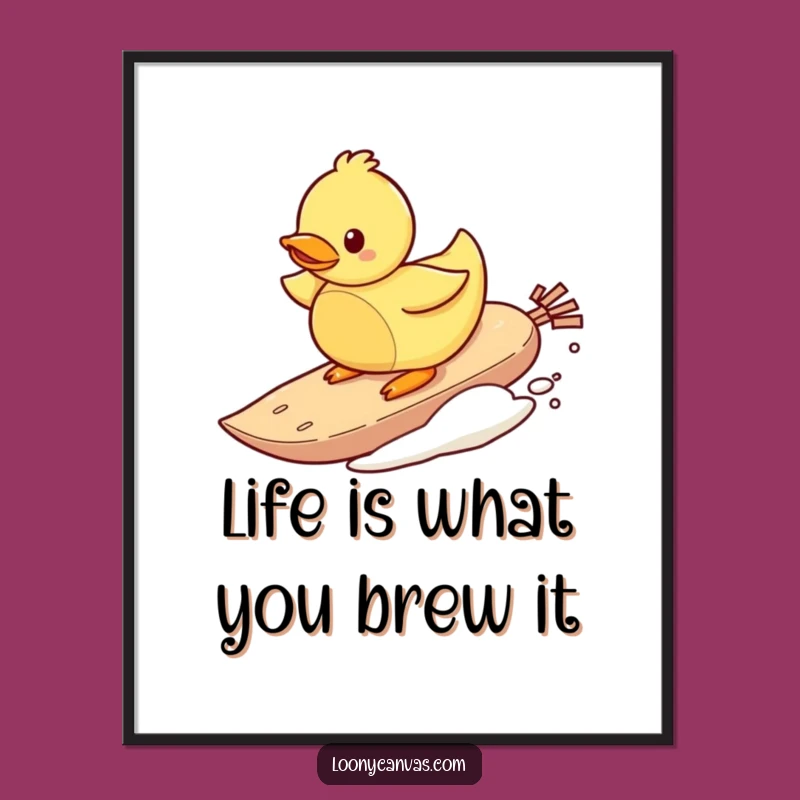 Free Printable Wall Art: Surfing Duck Teabag Quirky Downloadable Decor Gift