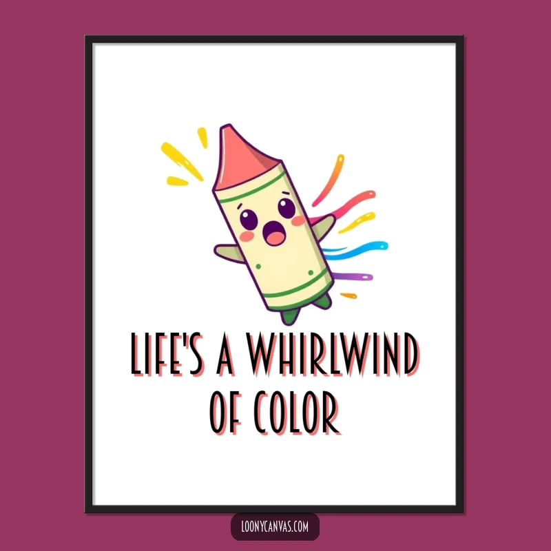Funny Free Printable Wall Art: Crayon's Wild Spin In Color, Downloadable Art