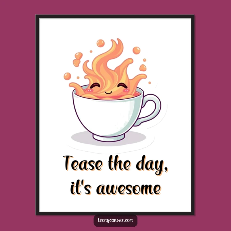 Funny Free Printable Wall Art: Giggling Teacup, Downloadable Art for a Cheerful Home