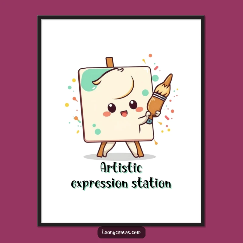 Funny Free Printable Wall Art: Kawaii Painter - Bold Downloadable Artistic Decor!