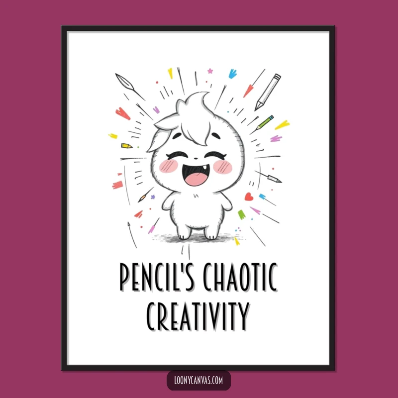 Funny Free Printable Wall Art: Kawaii Pencil - Chaotic Downloadable Art for Fun!