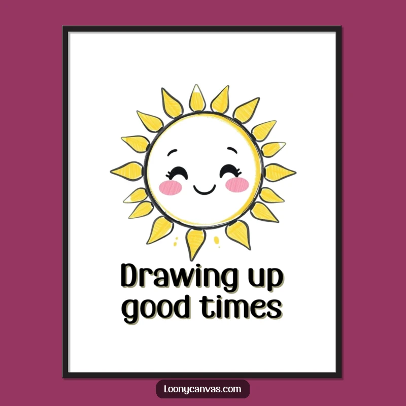 Funny Free Printable Wall Art: Wobbly Sun by Kawaii Chalk, Quirky Downloadable Decor
