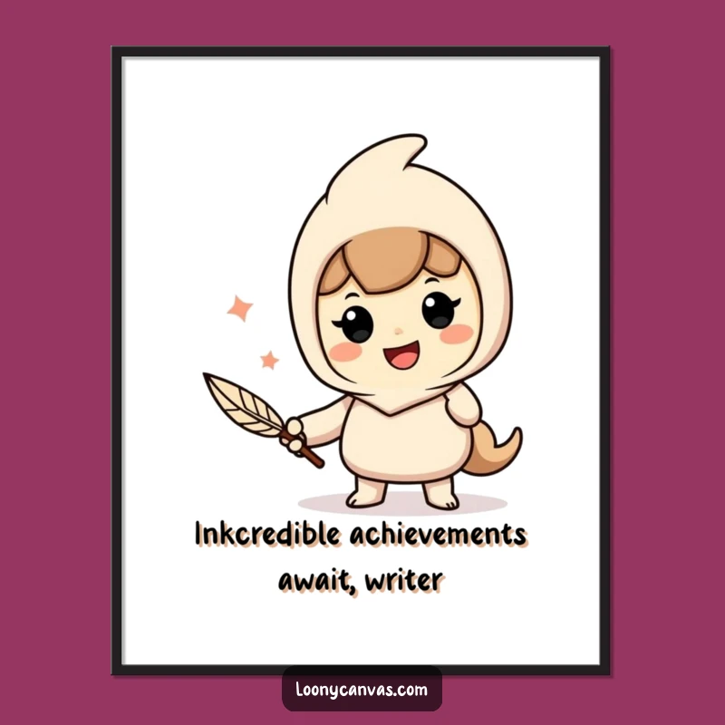 Free Printable Wall Art: Cheerful Writer Quill Enthusiastic Funny Downloadable Decor