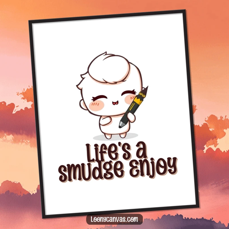 Funny Free Printable Wall Art: A mischievous charcoal stick winking slyly while smudging a piece of art.