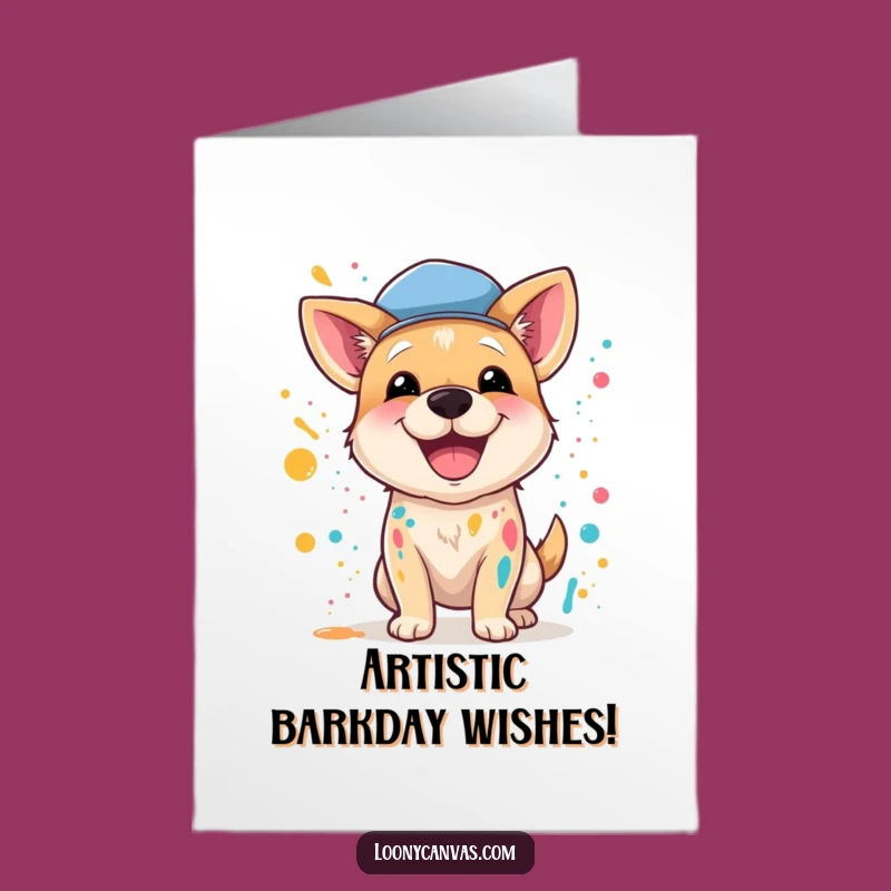 Free Printable Artist Dog Birthday Card - Funny Dog Art, Downloadable & Print at Home Gift