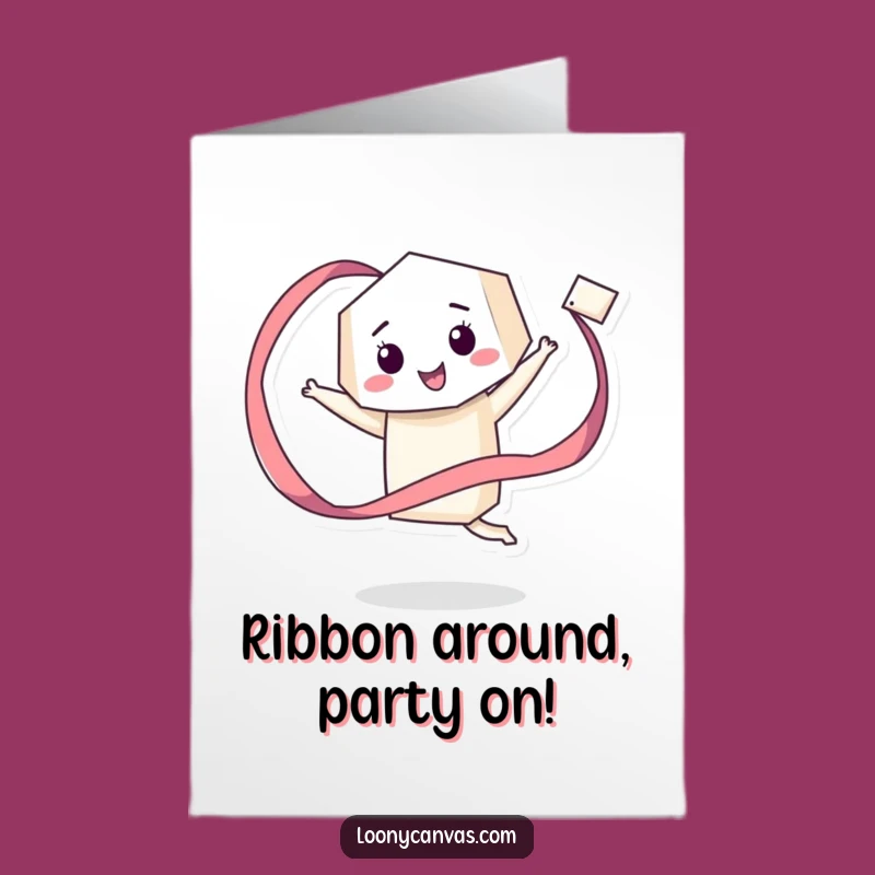 Free Printable Birthday Card: Geometric Ribbon Funny Downloadable Gift