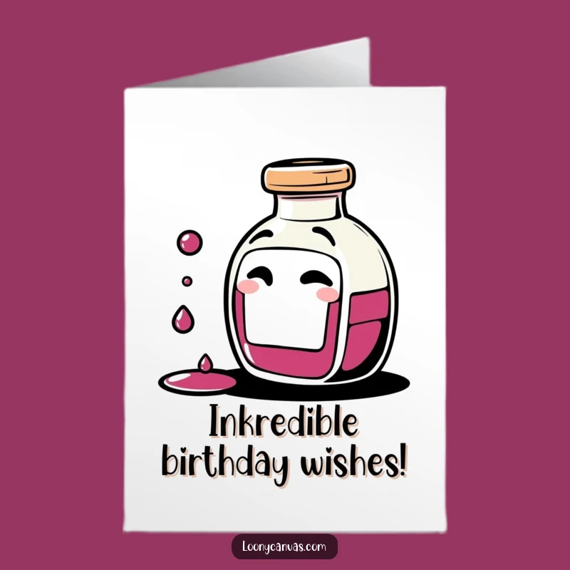Free Printable Birthday Card: Giggling Ink Spills Joyful Wishes, Downloadable Gift
