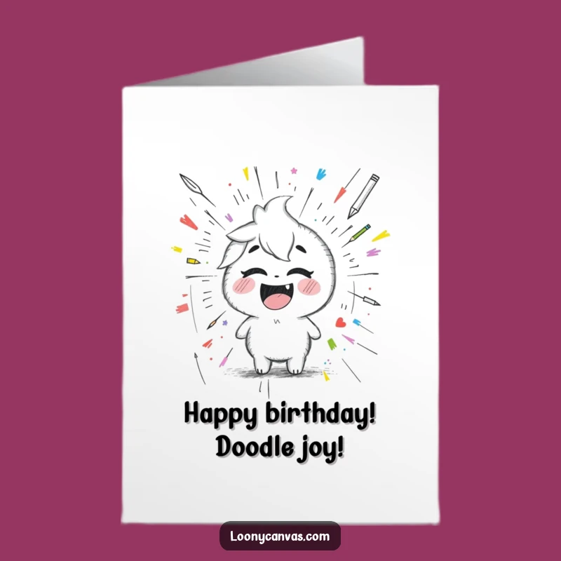 Free Printable Birthday Card: Kawaii Pencil - Chaotic Masterpiece Birthday Fun!