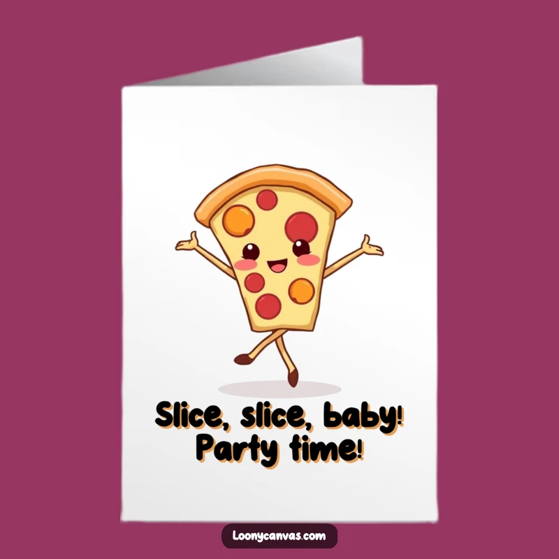 Free Printable Birthday Card: Kawaii Pizza Pirouette Funny Downloadable Greeting