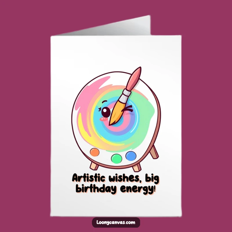 Free Printable Birthday Card: Kawaii Winking Paintbrush Art, Funny Downloadable Gift