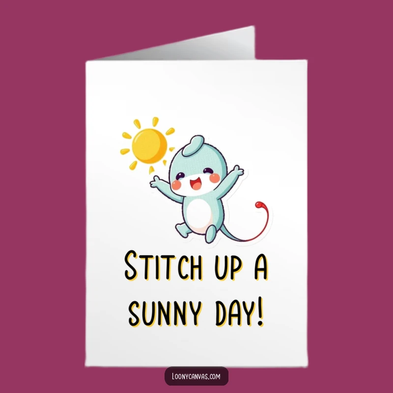 Free Printable Birthday Card: Needle Stitching Sun DIY Gift
