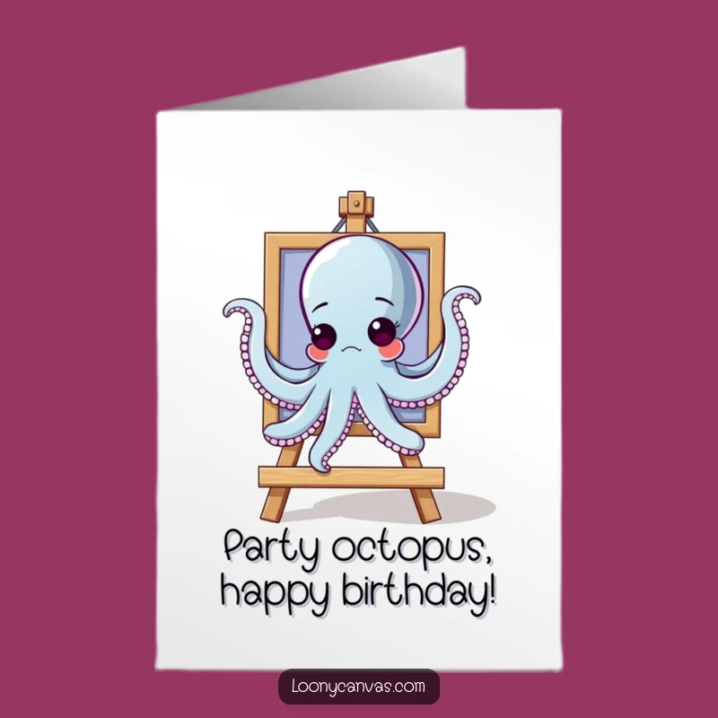 Free Printable Birthday Card: Octopus Hanging Painting Funny Octopus Downloadable Gift
