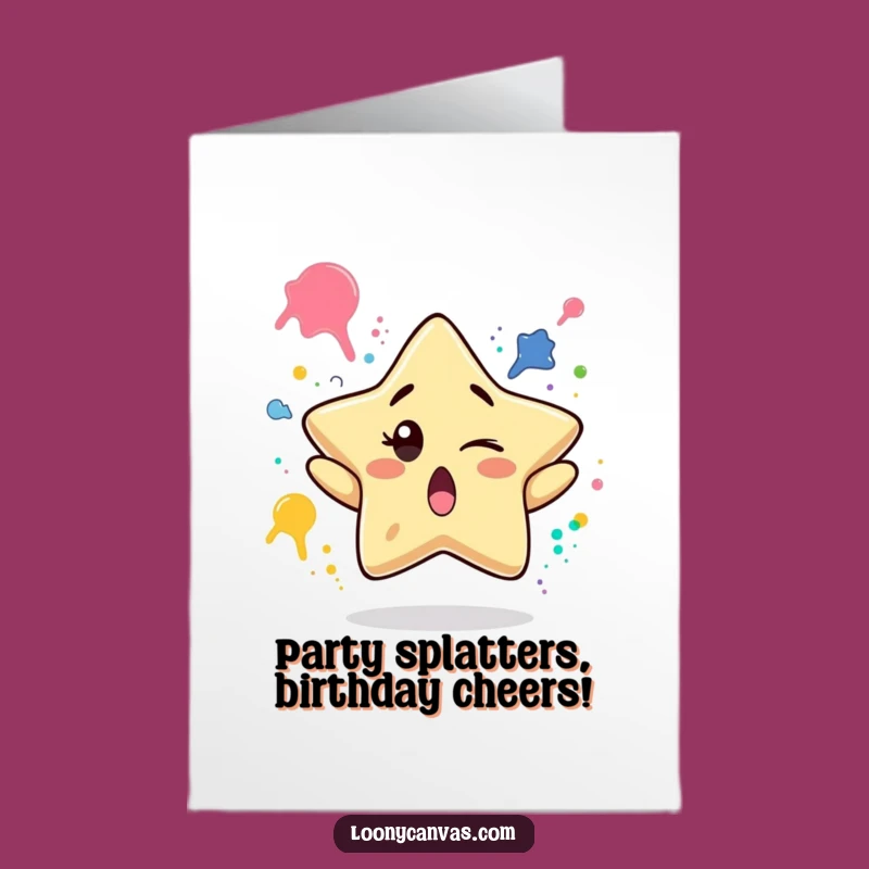 Free Printable Birthday Card: Star Juggling Paint Funny Downloadable Gift