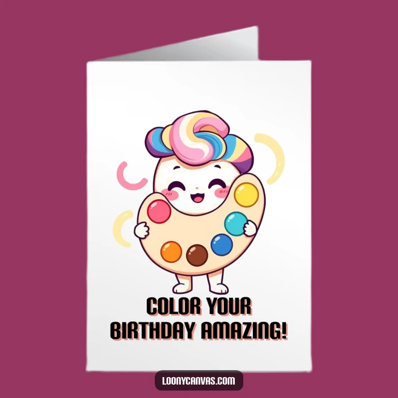 Free Printable Palette Birthday Card: Colorful Swirls of Joy Downloadable Gift