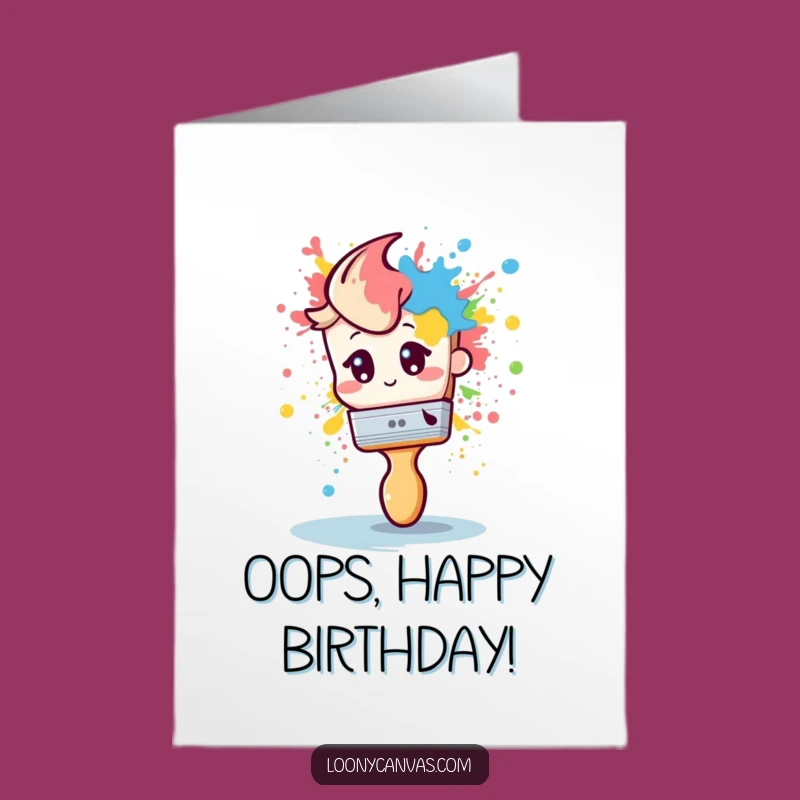 Free Printable Shy Paintbrush Birthday Card - Funny Downloadable Art for Artists!