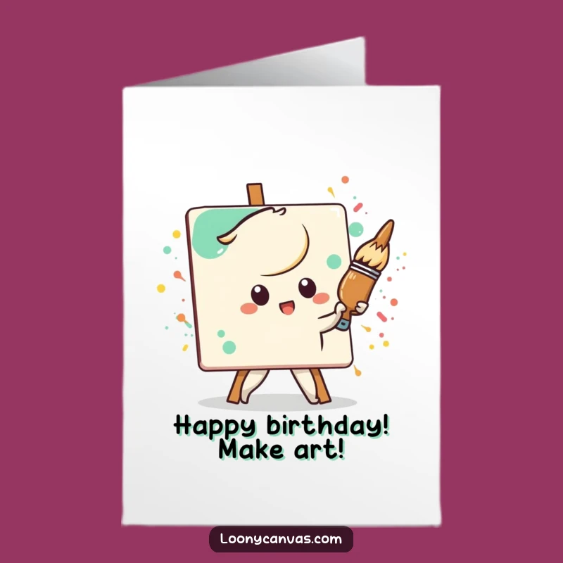 Free Printable Birthday Card: Kawaii Painter - Aggressively Artistic Birthday Fun!