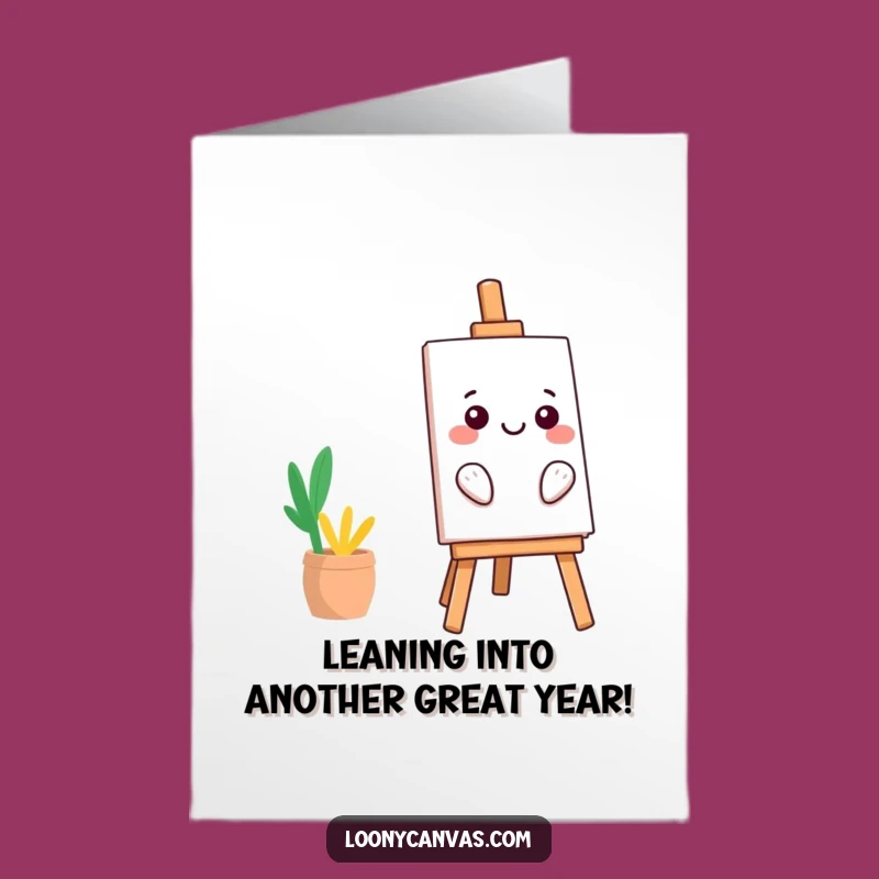 Free Printable Birthday Card: Kawaii Easel's Smile for a Joyful Celebration