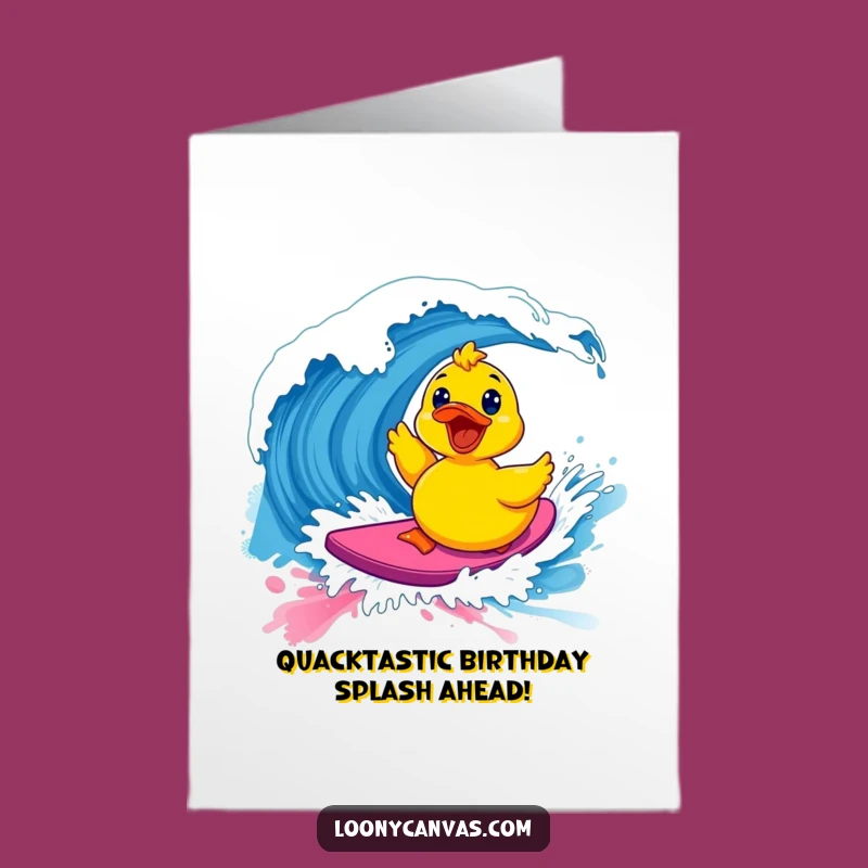 Free Printable Birthday Card: Rubber Ducky Surf, Funny Downloadable Gift for Fun Lovers