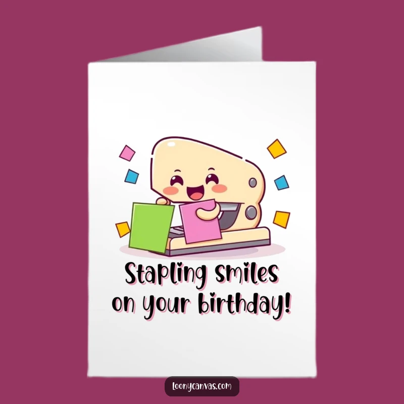 Free Printable Stapler Birthday Card: Colorful Paper Fun Downloadable Gift