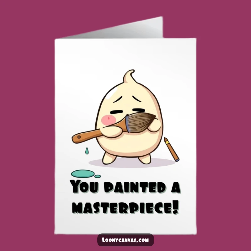 Free Printable Congrats Card: Blob Paintbrush Funny Downloadable Gift