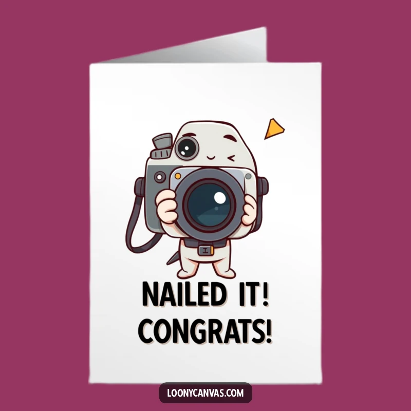 Free Printable Congrats Card: Camera Character, Funny Downloadable Gift for Occasions