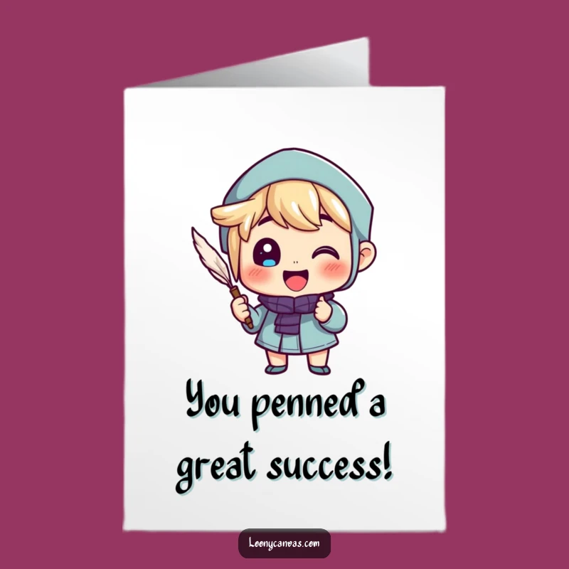 Free Printable Congrats Card: Enthusiastic Quill Writer Makes Funny Downloadable Gift for Achievements