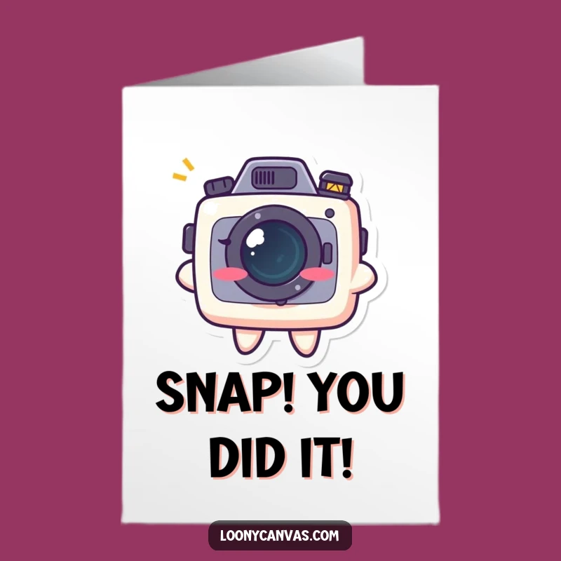 Free Printable Congrats Card: Mischievous Kawaii Camera Smile, Funny Downloadable Gift