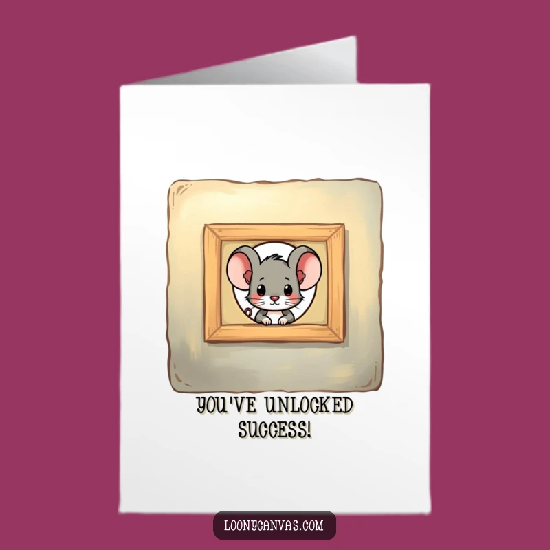 Free Printable Mouse Congrats Card - Curious Peek for Success Downloadable Gift